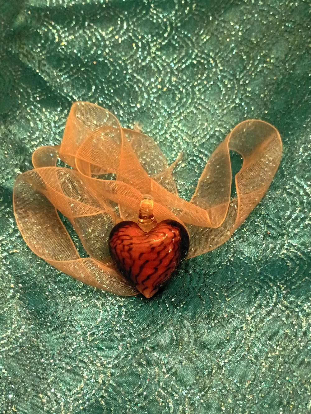 Handmade Pink Heart Glass Pendant Necklace